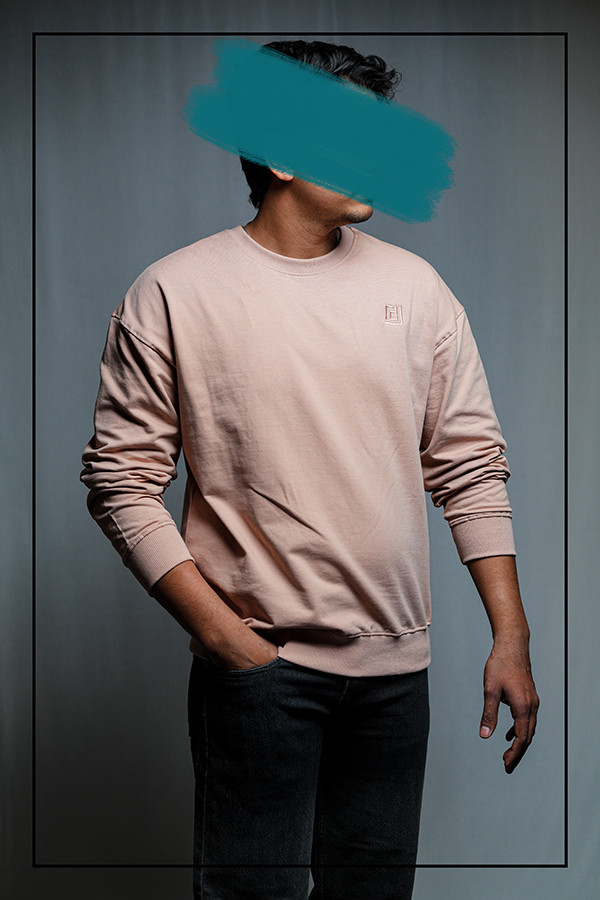 DRIFFTED RegularFit Unisex Sweatshirt, Solid Embroidered Sweatshirt peach